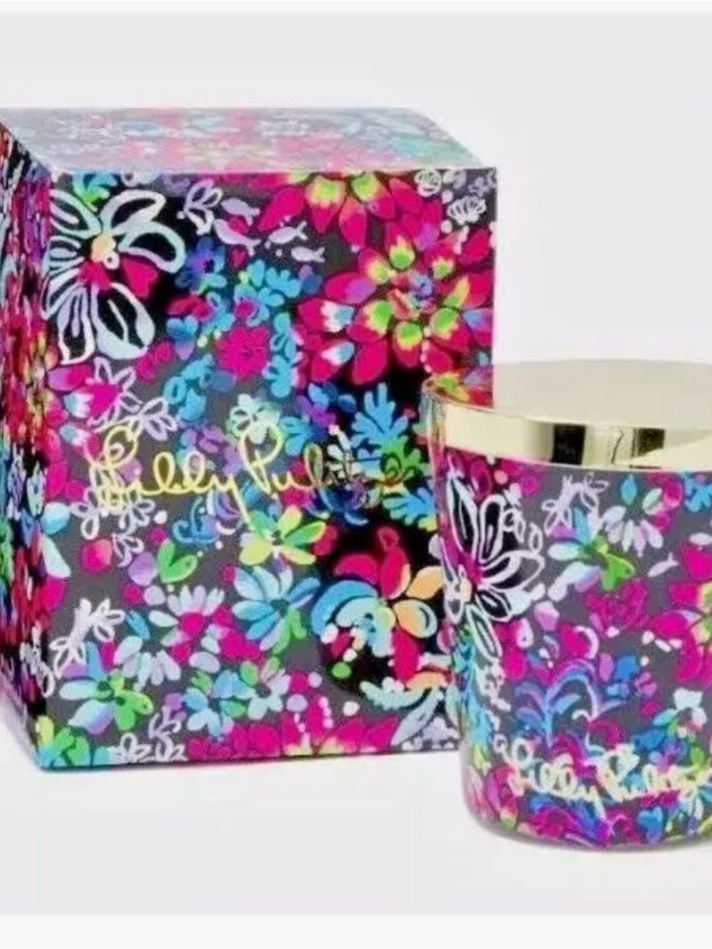 NWT—-Lilly Pulitzer Colorful Floral Candle in Multi Feeling Fintastic